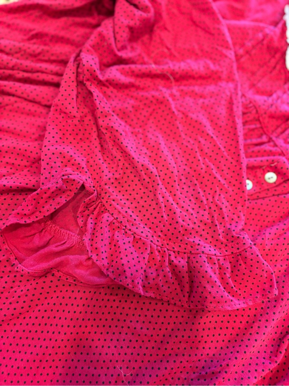 Eileen West Women's Size L Soft Red Lace-Trim Button Front Nightgown - Picture 6 of 7
